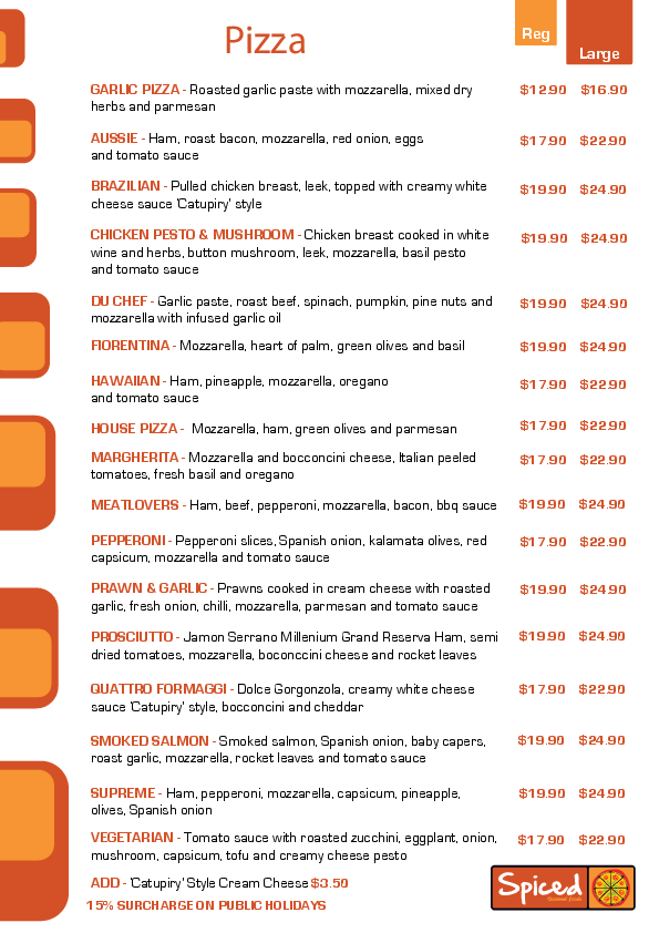 Carta de Spiced Gourmet Foods