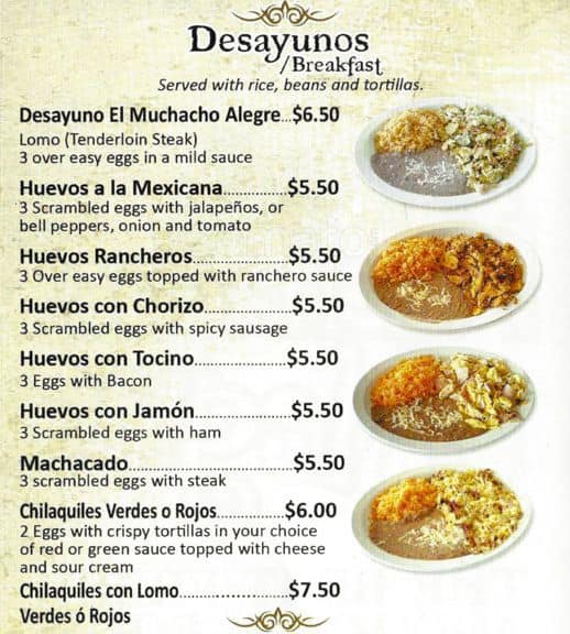 El Muchacho Alegre Menu, Menu for El Muchacho Alegre, Logan Square