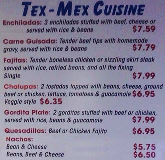 Menu at La Reyna Bakery, Austin, E William Cannon Dr