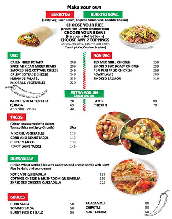 Burrito Factory Menu, Menu for Burrito Factory, Hiranandani Estate