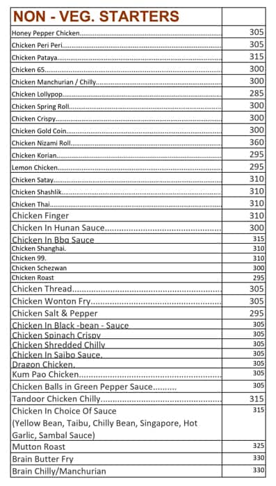 Satkar Family Restaurant & Bar menu