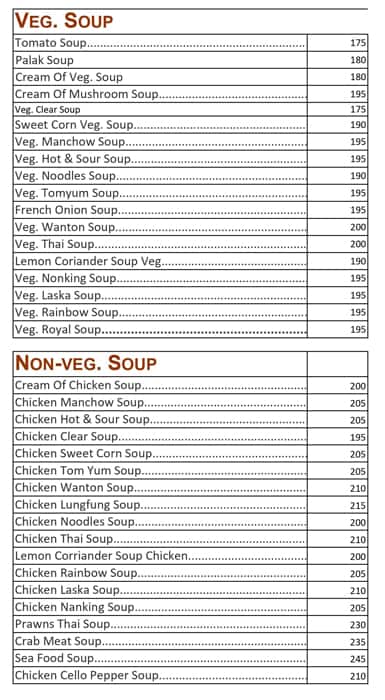 Satkar Family Restaurant & Bar menu