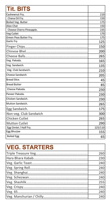 Satkar Family Restaurant & Bar menu