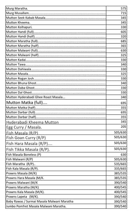 Satkar Family Restaurant & Bar menu