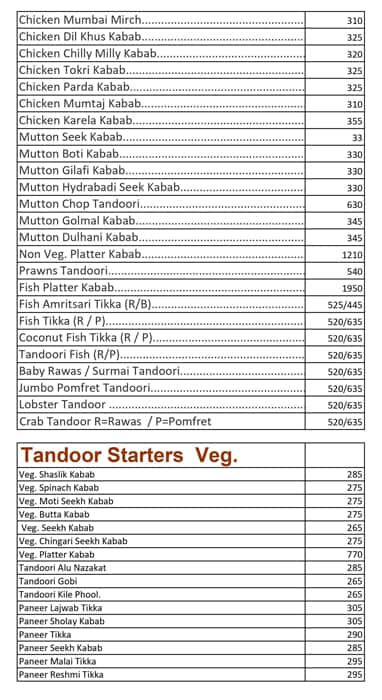 Satkar Family Restaurant & Bar menu