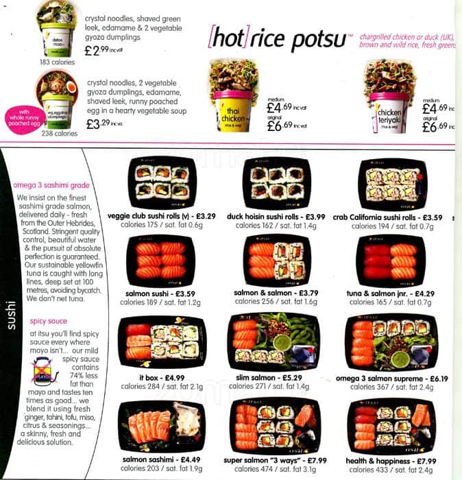 Menu at itsu restaurant, London, 18-20 Regent St