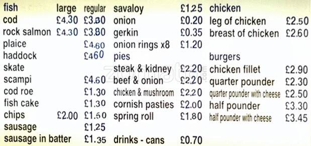 Menu at Friendly Dolphin restaurant, Sutton, Brighton Road