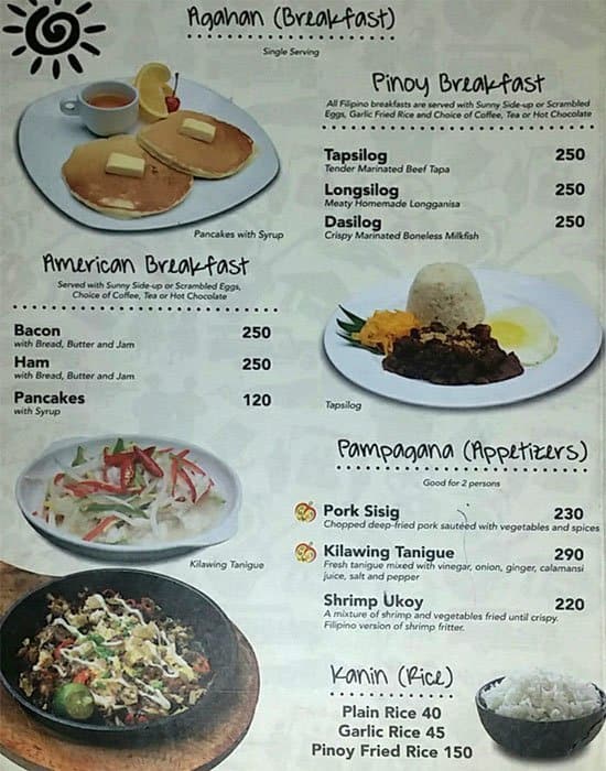 Sala - The Mabuhay Manor Menu, Menu For Sala - The Mabuhay Manor ...