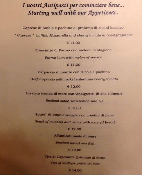 Menu di Mecenate Palace Hotel 