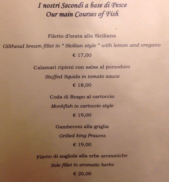 Menu di Mecenate Palace Hotel 