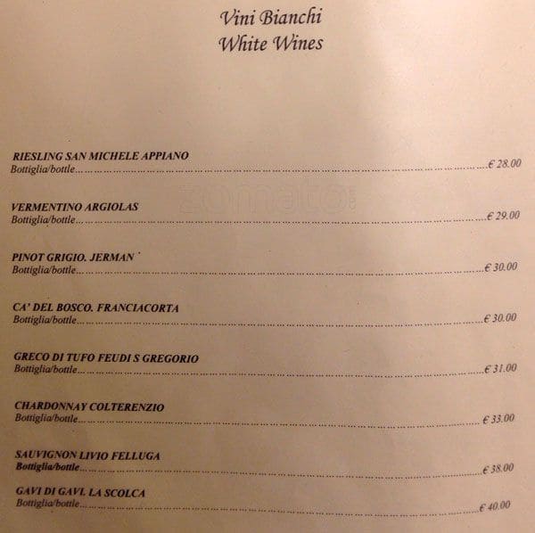 Menu di Mecenate Palace Hotel 