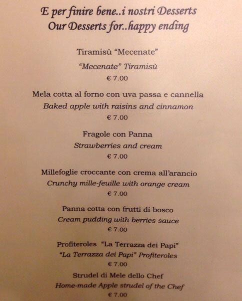 Menu di Mecenate Palace Hotel 