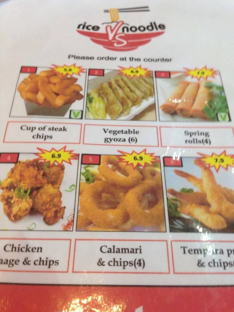Menu at RICE VS NOODLE restaurant, Surfers Paradise