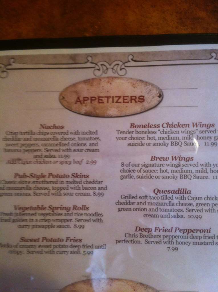 Menu au Mill Cove Brew Pub, Bedford