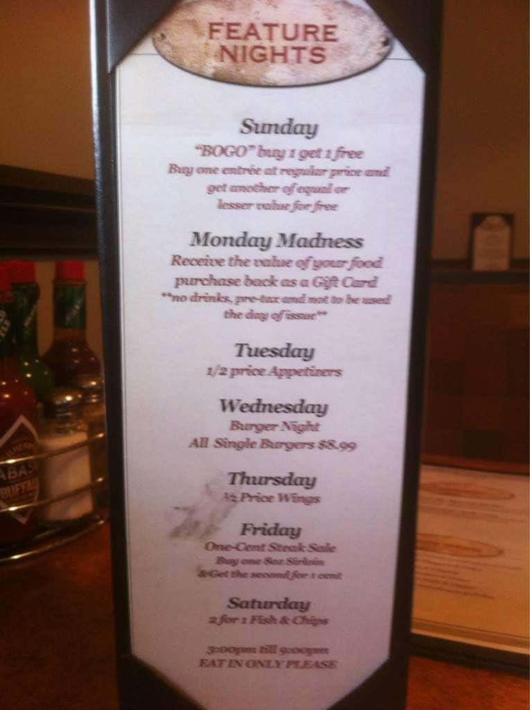 Menu au Mill Cove Brew Pub, Bedford