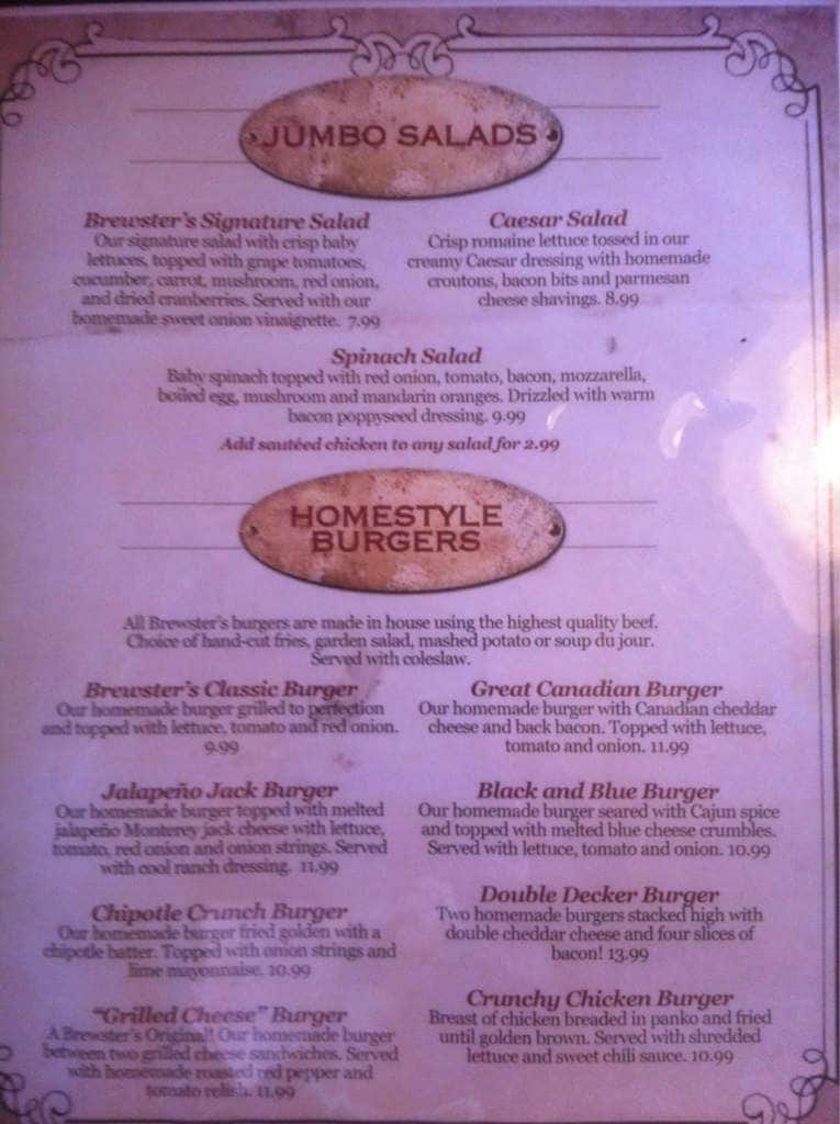 Menu au Mill Cove Brew Pub, Bedford