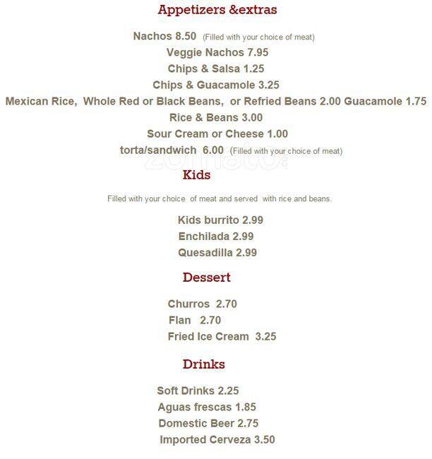 Taco Del Rey Menu, Menu for Taco Del Rey, Renton, Renton Urbanspoon