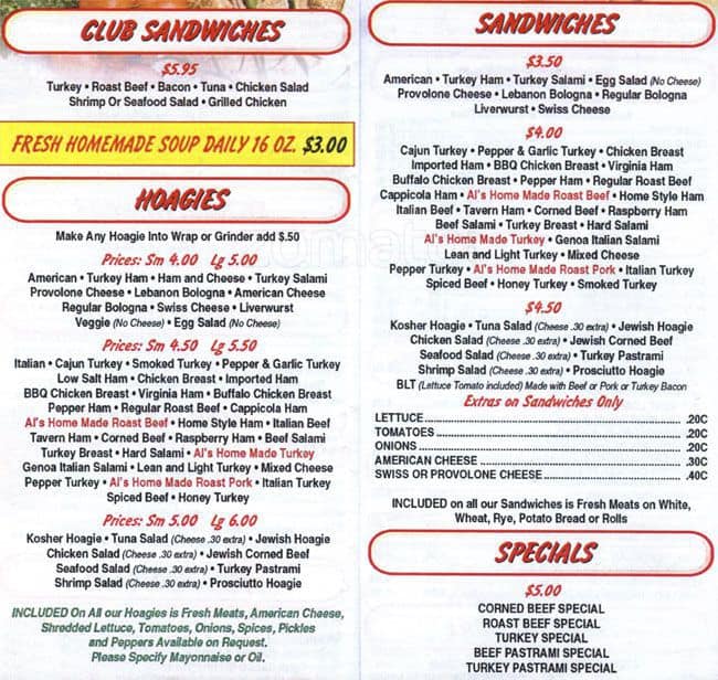 al's menu
