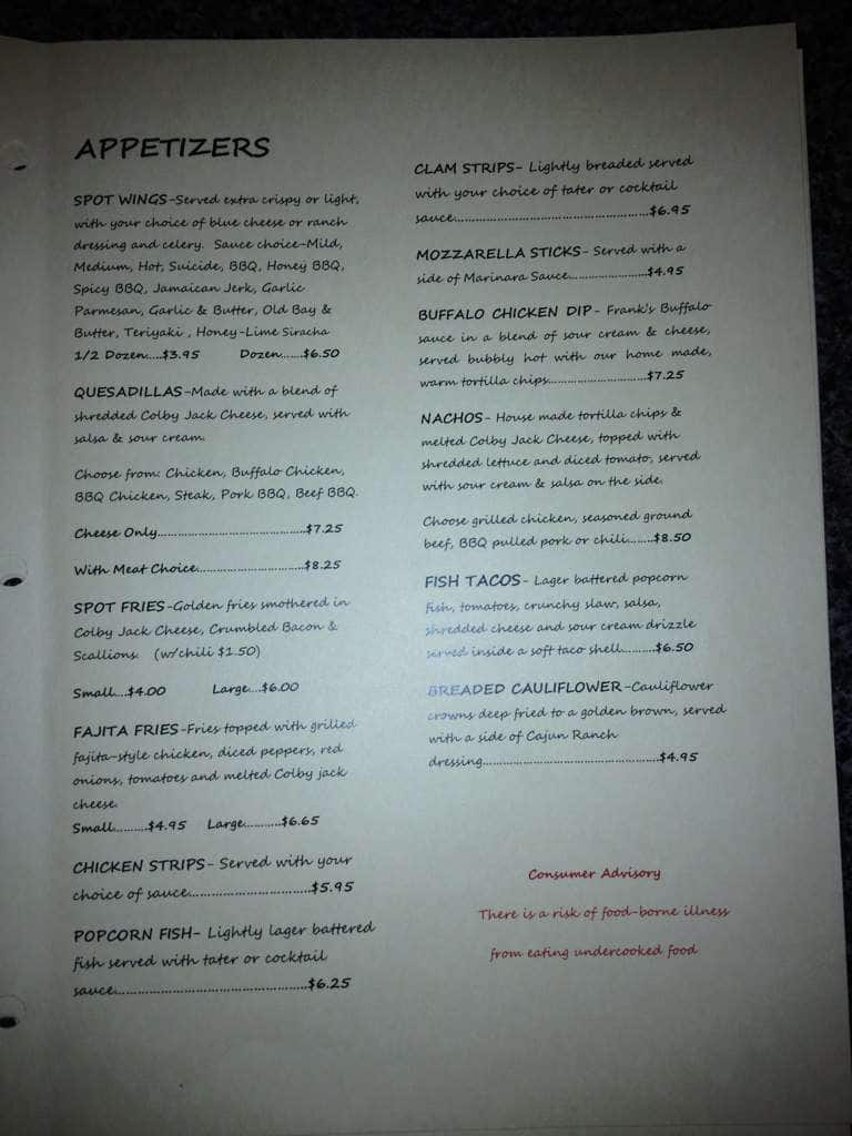 the-spot-bar-grill-menu-menu-for-the-spot-bar-grill-elizabethtown