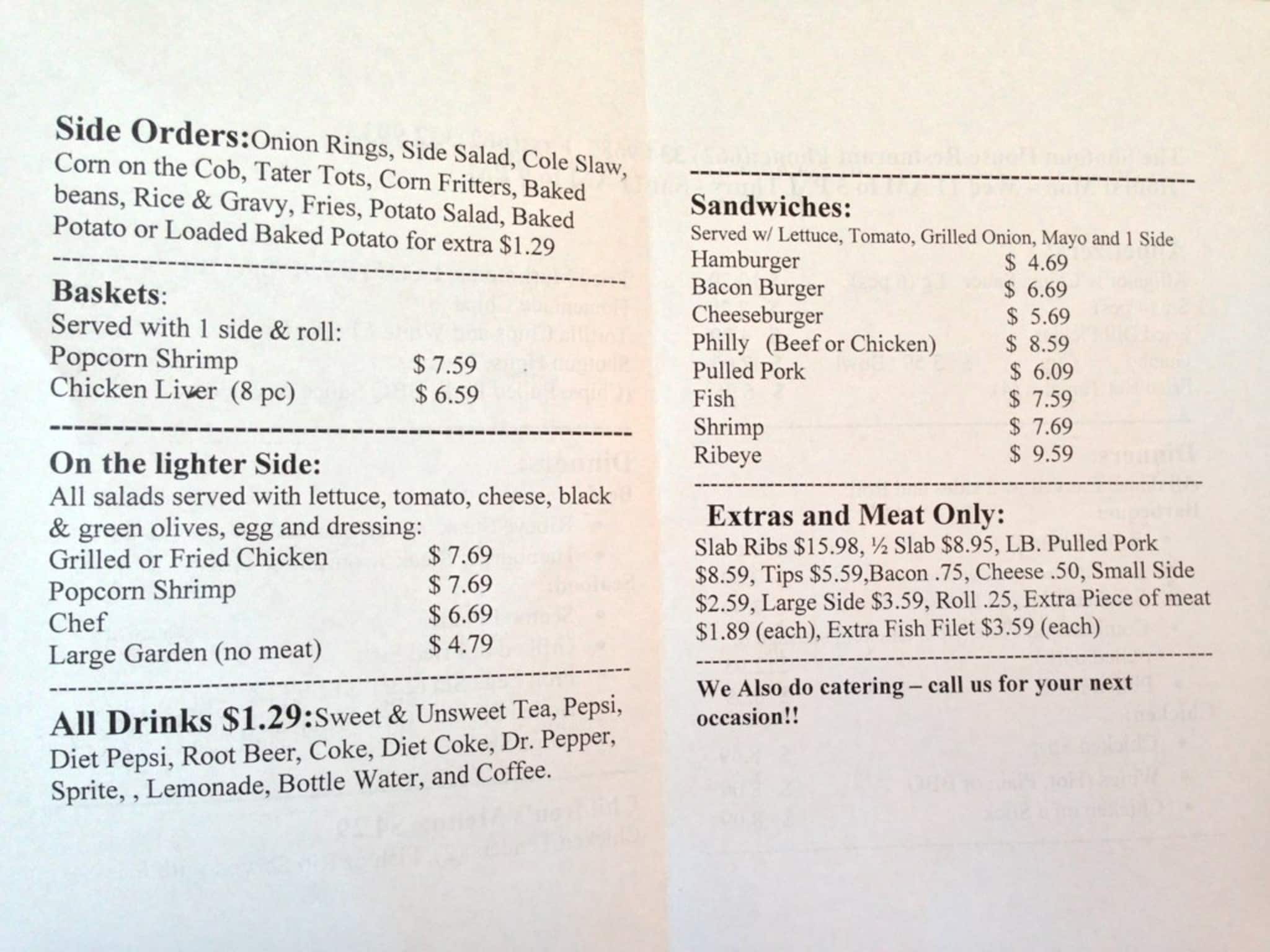 Menu at The Shotgun House restaurant, Greenville