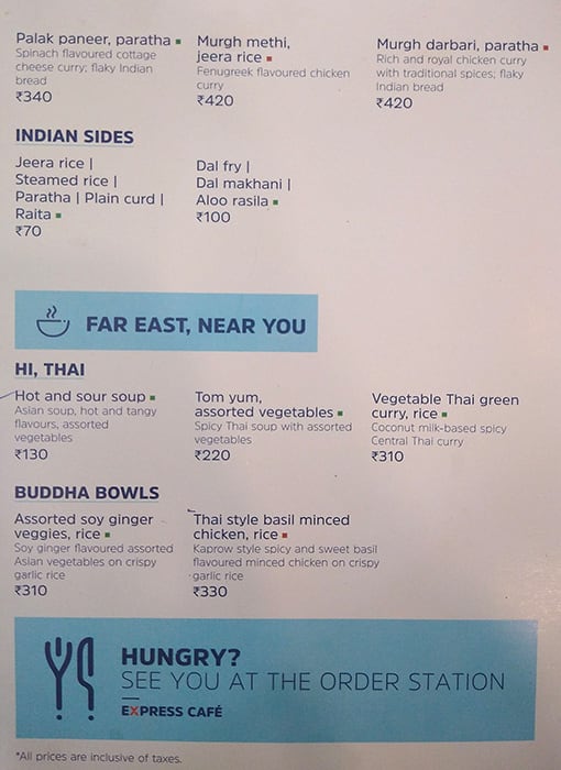 Express Café - Holiday Inn Express menu