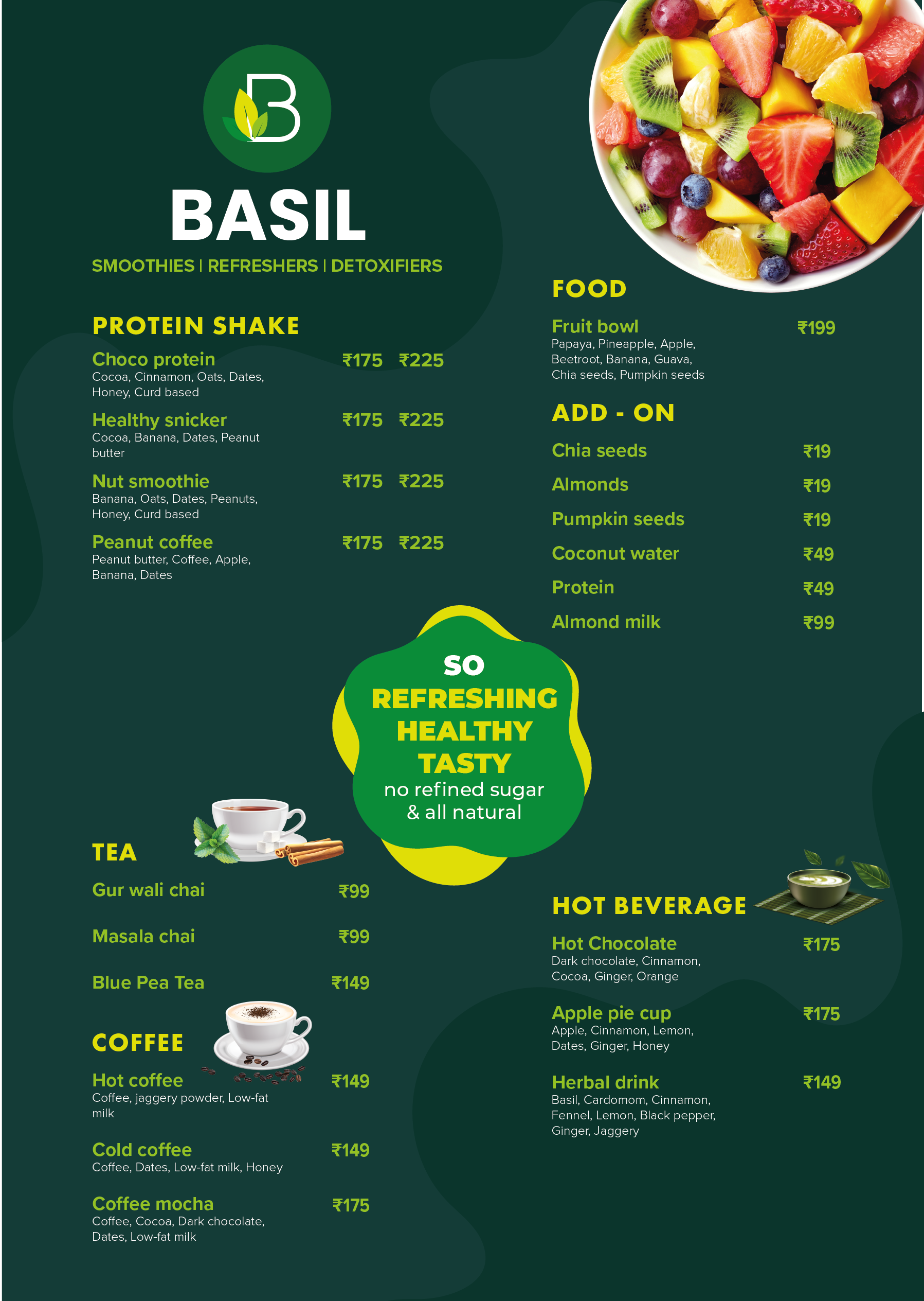 Menu of Basil Saket New Delhi