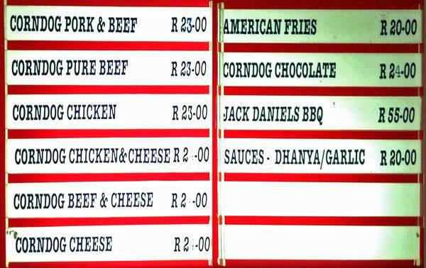 American Corndogs Menu, Menu for American Corndogs, Hout Bay, Cape Town