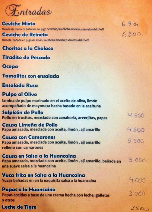 Escabeche menu