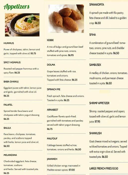 Dalia S Mediterranean Restaurant Menu Urbanspoon Zomato Dalia S Mediterranean Restaurant Fairport Menu