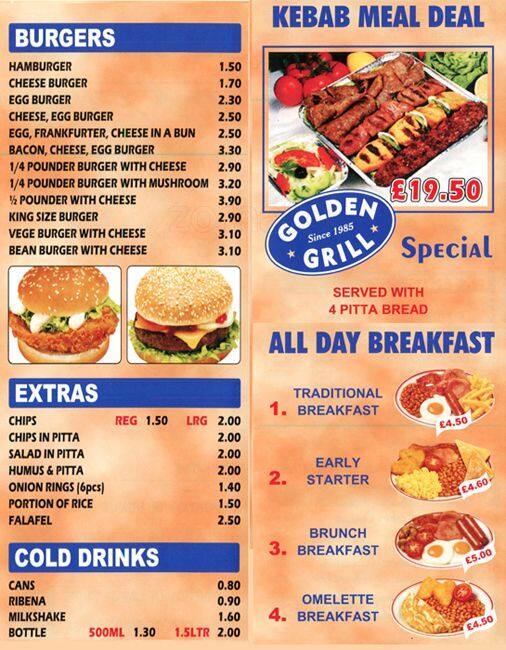 Golden Grill Menu Menu For Golden Grill Sunbury On Thames London