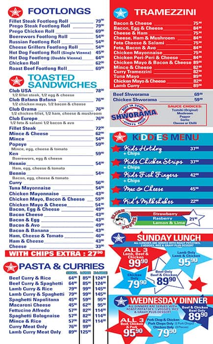 Menu at Orama Roadhouse restaurant, Boksburg