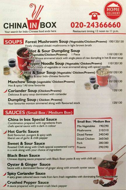 China In Box Menu, Menu for China In Box, Katraj, Pune - Zomato