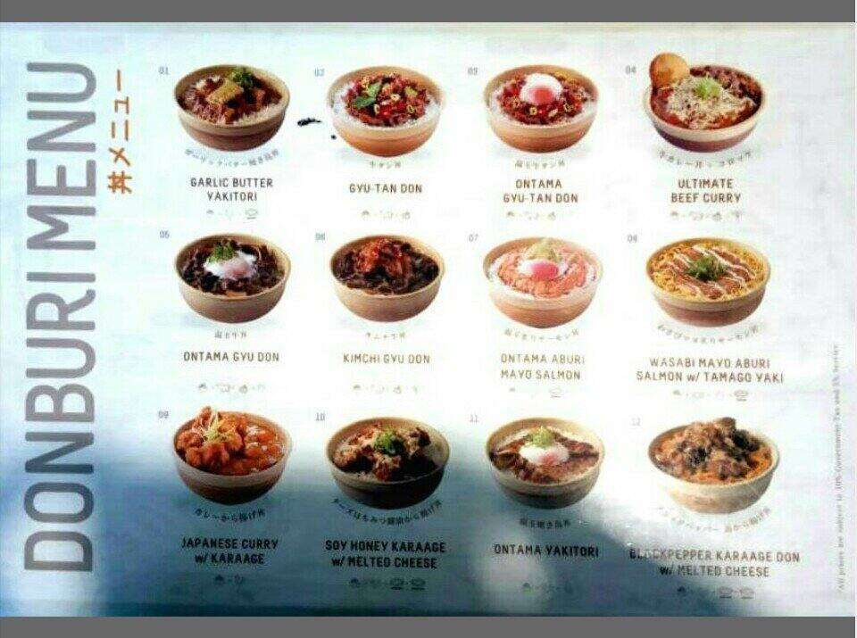 Donburi Ichiya menu