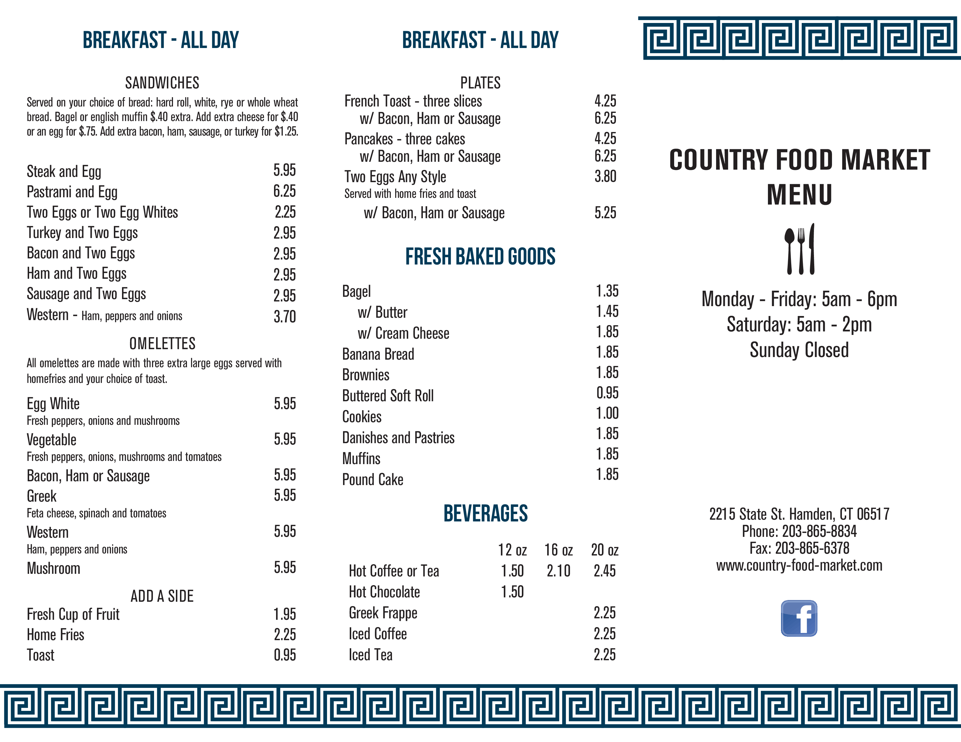 Menu at Country Food Market, Hamden