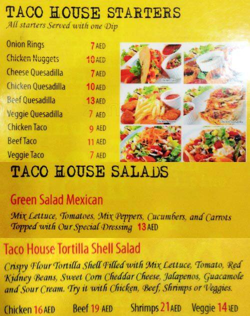 Taco House Menu, Menu for Taco House, Al Karama, Dubai Zomato