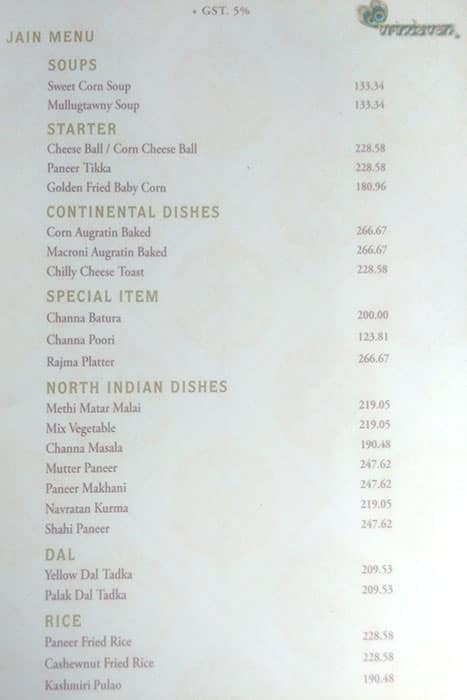 Vrindavan Restaurant menu