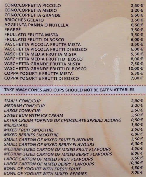 Vanilla Gelati Italiani a Milano: Foto del Menu con Prezzi - Zomato Italia