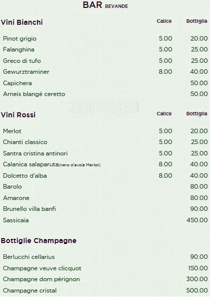 Menu di Riad Marrakech 