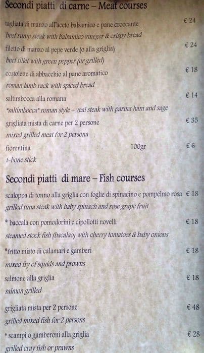 Menu di Osteria Oscar 