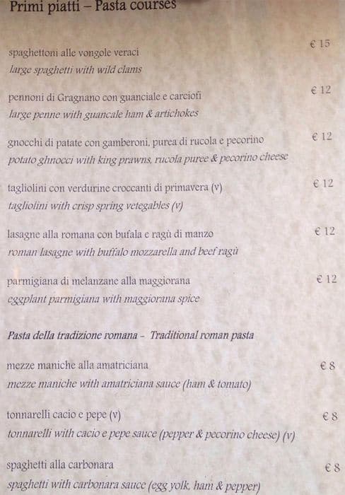 Menu di Osteria Oscar 