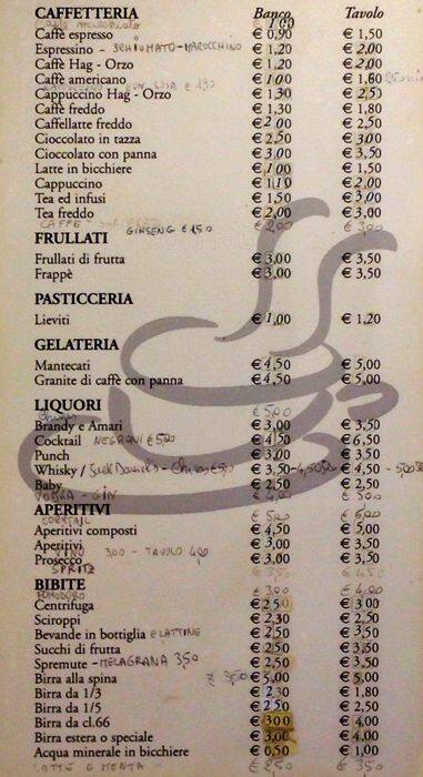 Menu di Caffe' Stella Ruschena 