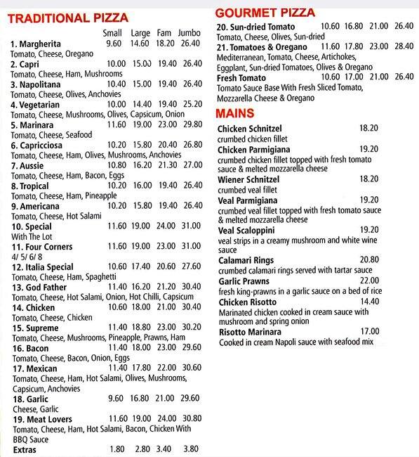 Werribee Italia Pizza & Restaurant Menü Urbanspoon/Zomato