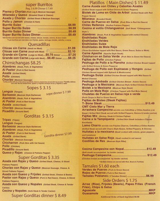 Los Compadres Taqueria Menu Menu For Los Compadres Taqueria Elk Grove Village Chicago