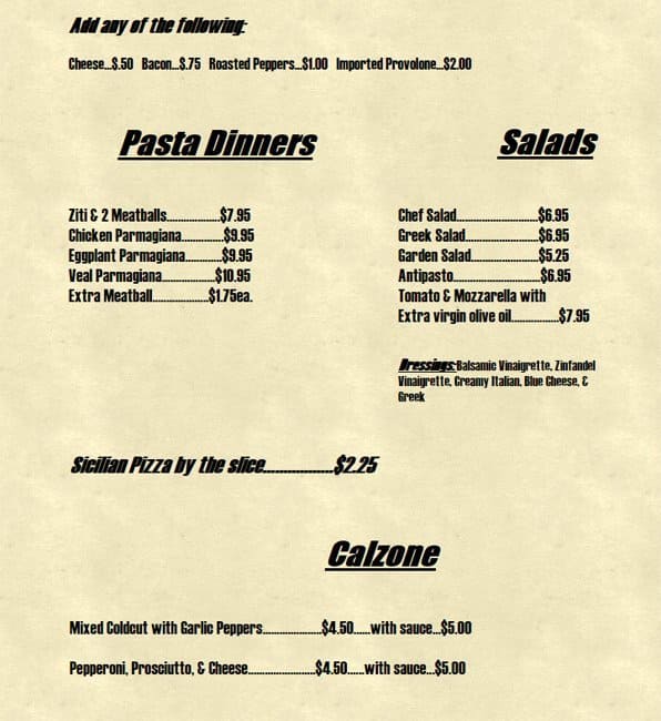 Menu at North End Style Deli, Norwood