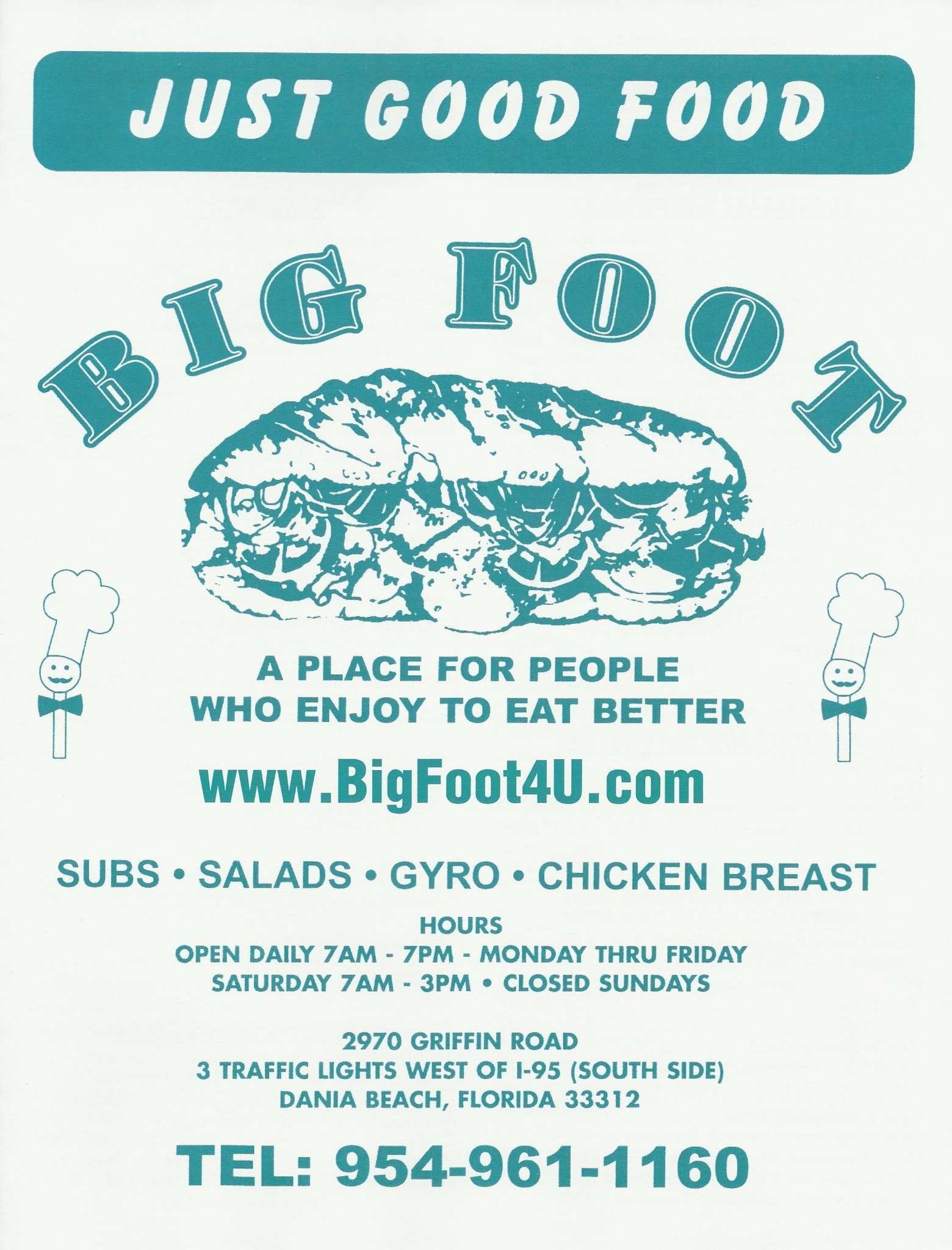 Big Foot Gyro & Subs menu, Menu restauracji Big Foot Gyro & Subs, Dania