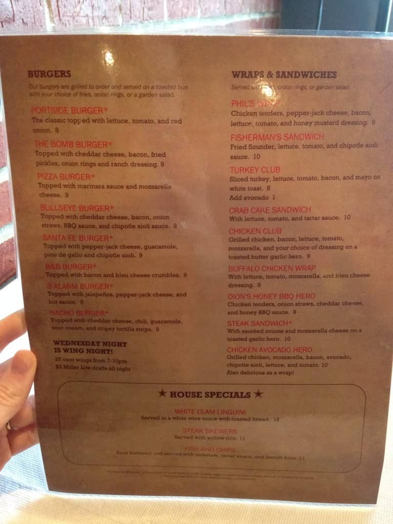 Menu at Portside Bar & Grill, Port Jefferson