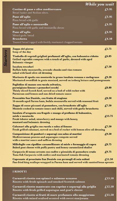 Secolo XXI menu