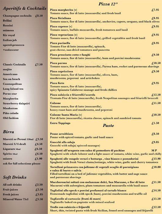Secolo XXI menu