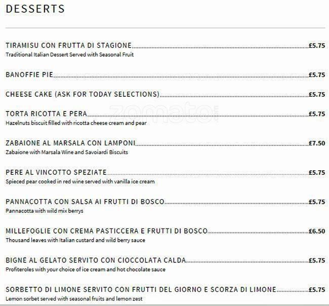 Secolo XXI menu