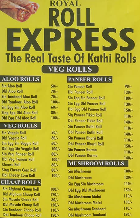 Menu of Roll Express, Vidhyadhar Nagar, Jaipur